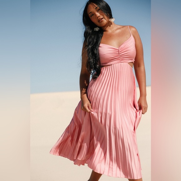 PETAL & PUP NIAMH MIDI DRESS - POPPY PINK B2938 - Picture 1 of 11